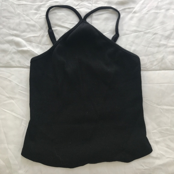 Honey Punch Tops - Halter Front Black Crop Top